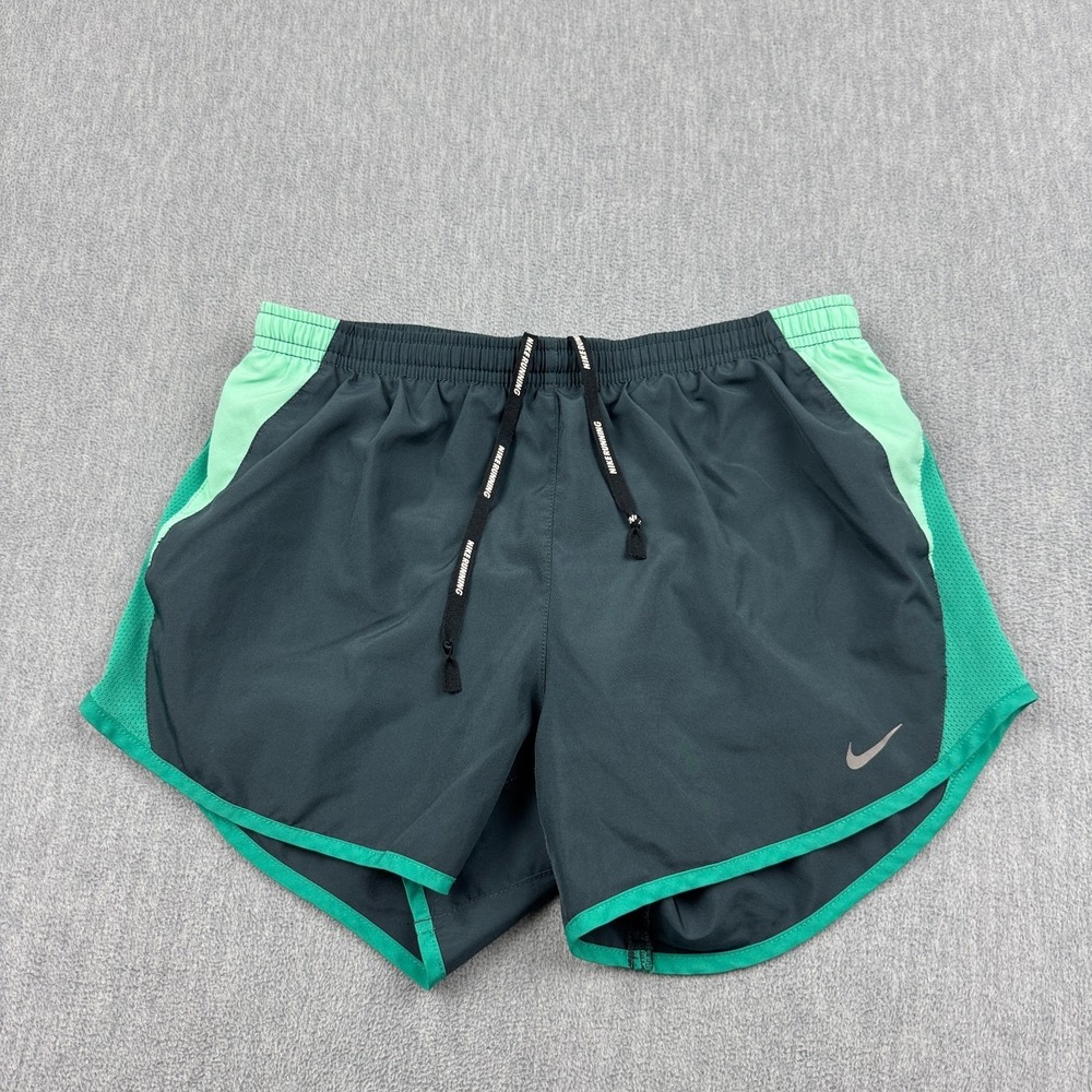 Nike‎ Shorts Womens XS Green Dri Fit Tempo Running Drawstring Gym Workout Active